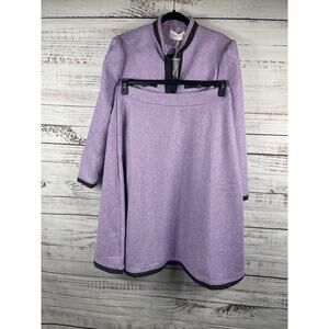 OYROSY Skirt Jacket Set Womens XXL Purple Tweed Trim 2 Piece Suit Business Work